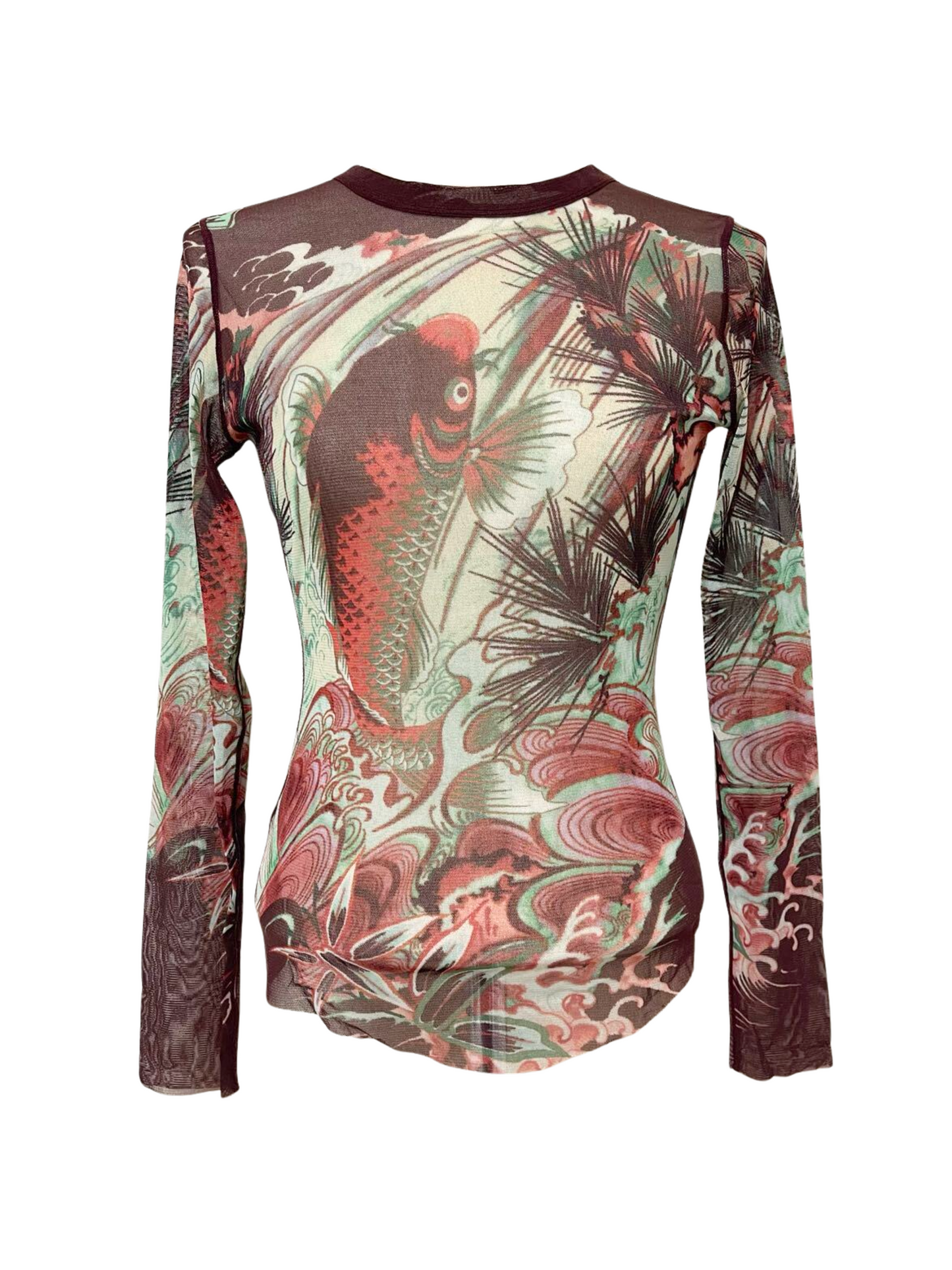 Jean Paul Gaultier Soleil Koi Fish Tattoo Mesh Top