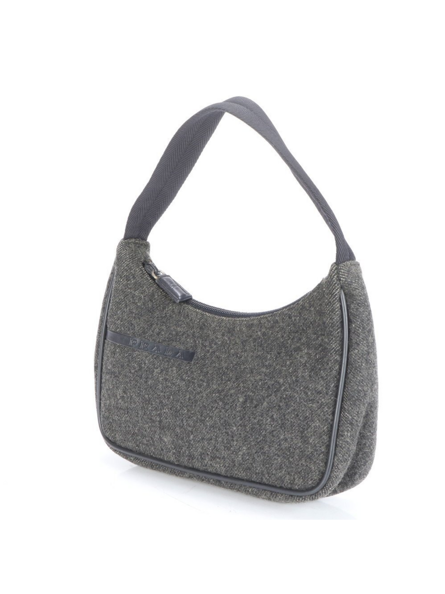 Prada Grey Wool Shoulder Bag