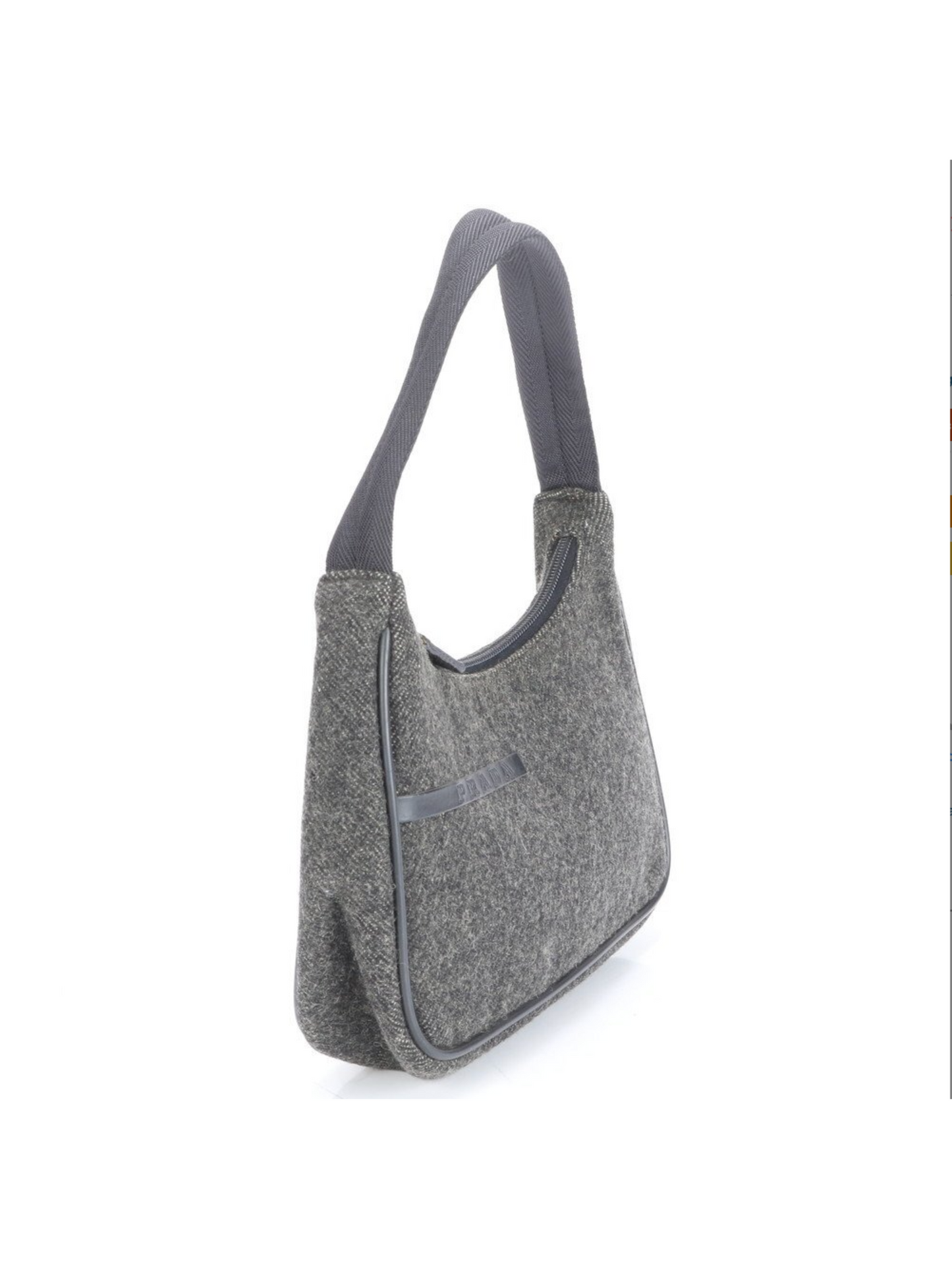 Prada Grey Wool Shoulder Bag