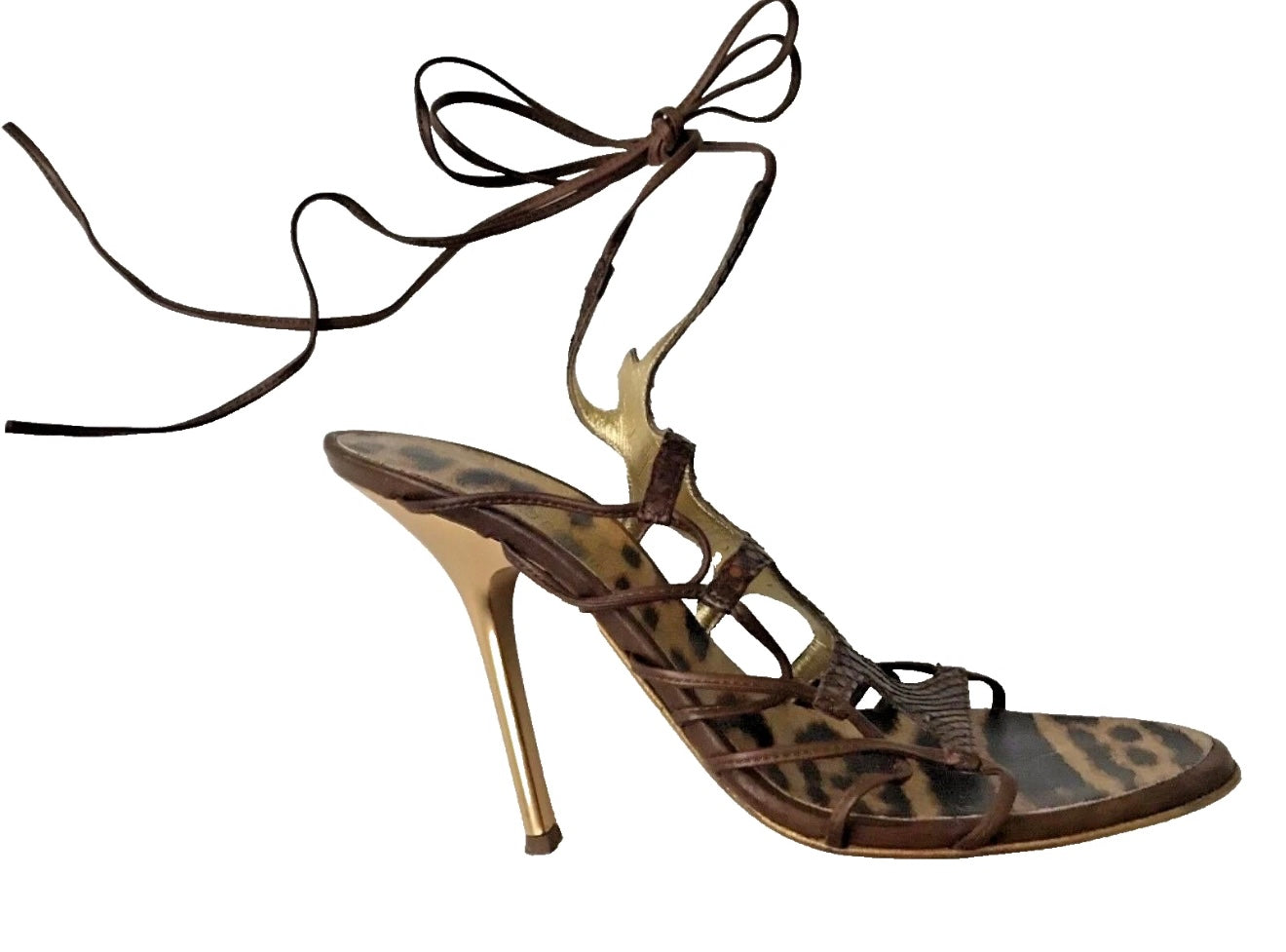 Roberto Cavalli Strappy Snakeskin heels