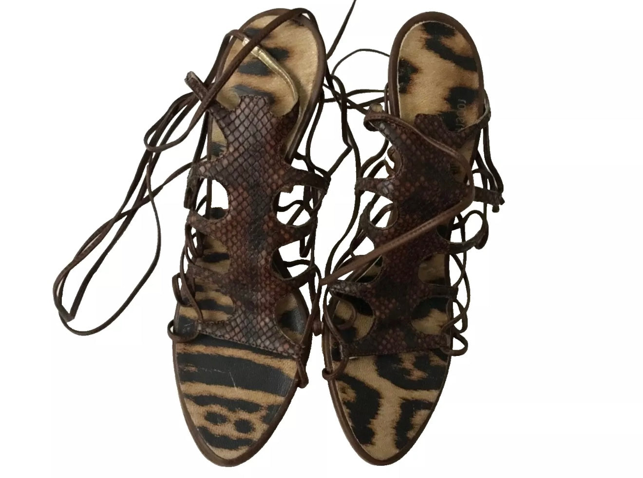 Roberto Cavalli Strappy Snakeskin heels