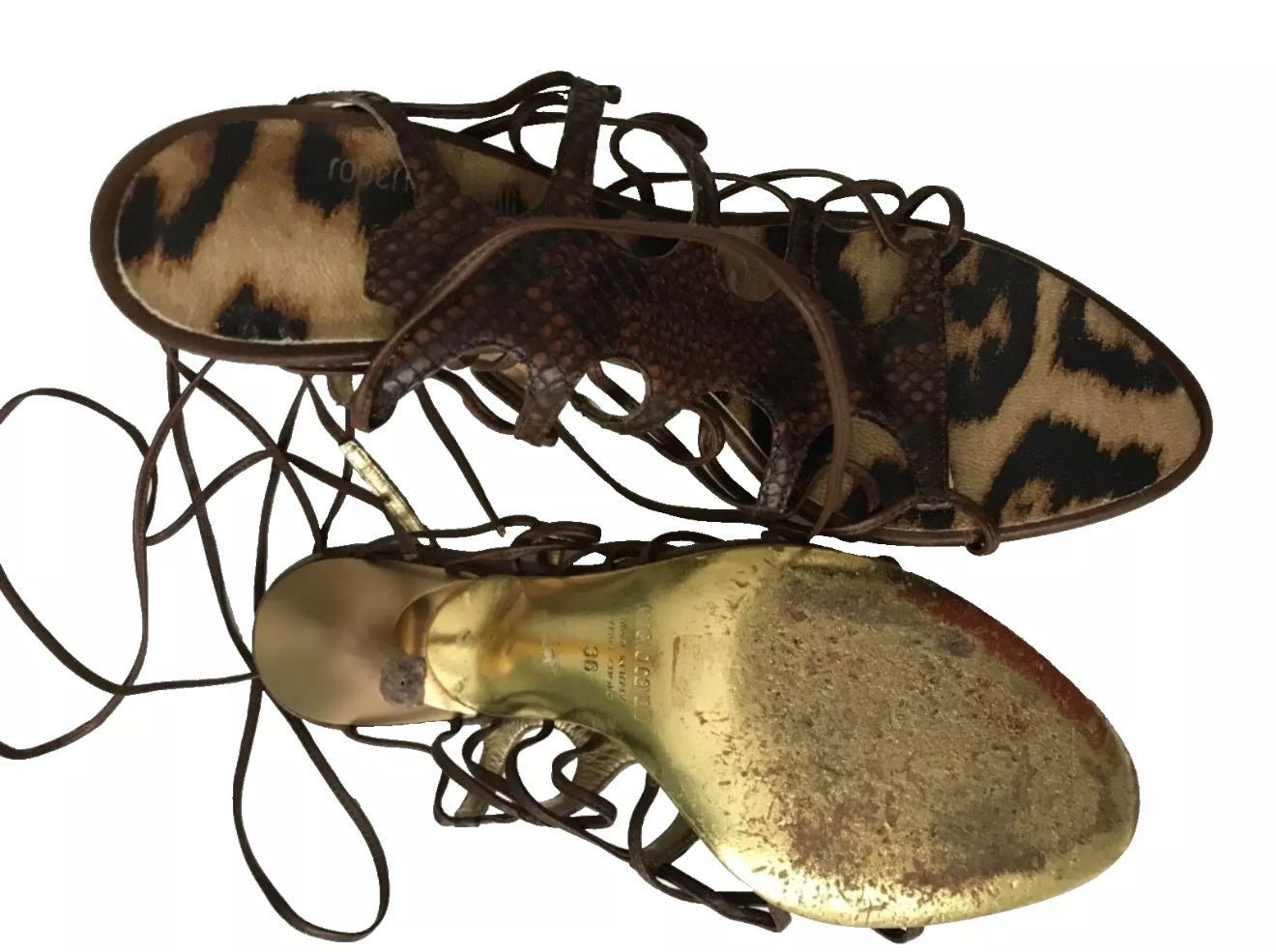 Roberto Cavalli Strappy Snakeskin heels