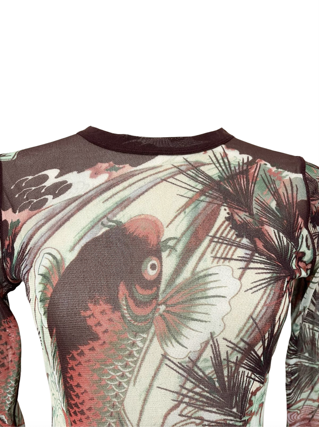 Jean Paul Gaultier Soleil Koi Fish Tattoo Mesh Top