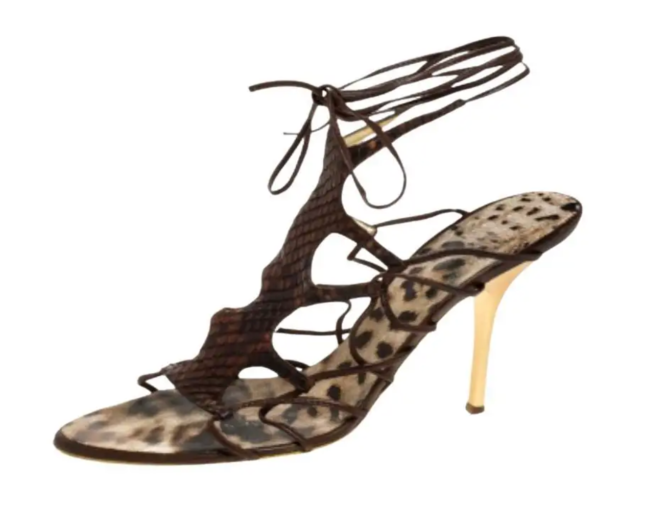 Roberto Cavalli Strappy Snakeskin heels