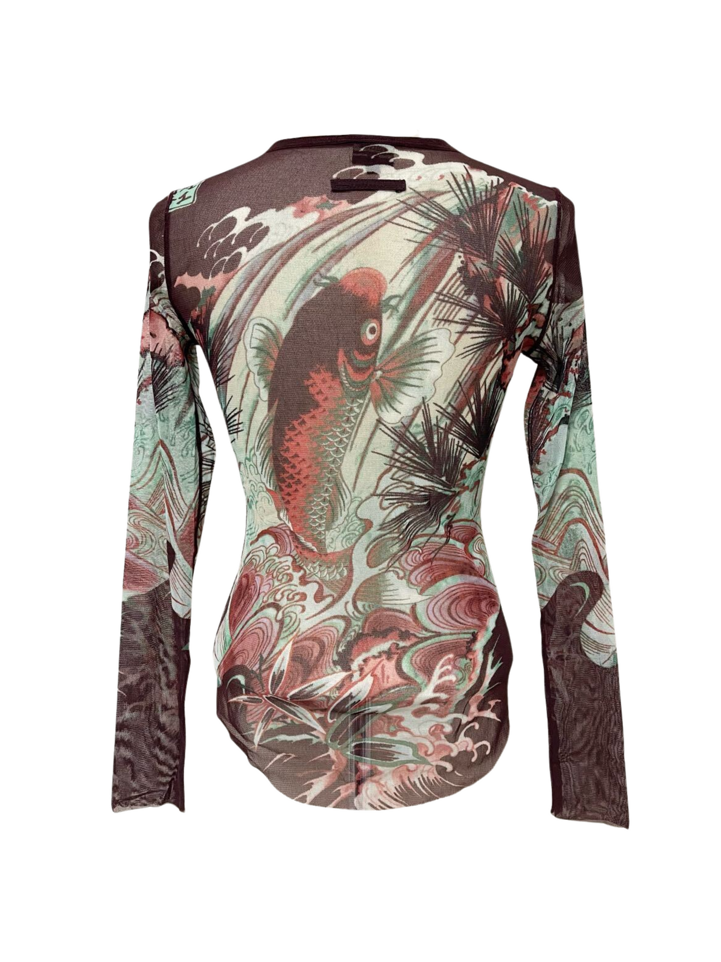 Jean Paul Gaultier Soleil Koi Fish Tattoo Mesh Top
