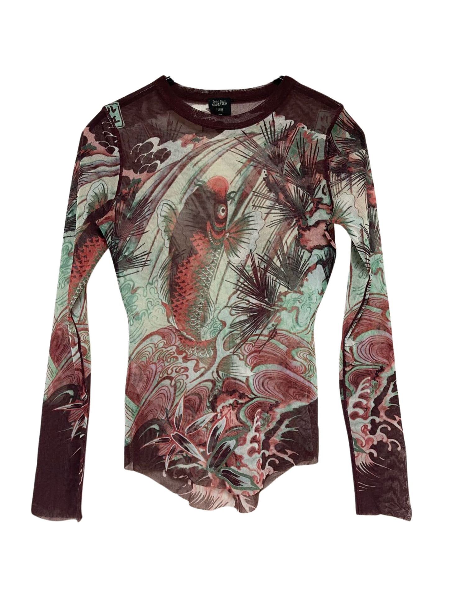 Jean Paul Gaultier Soleil Koi Fish Tattoo Mesh Top