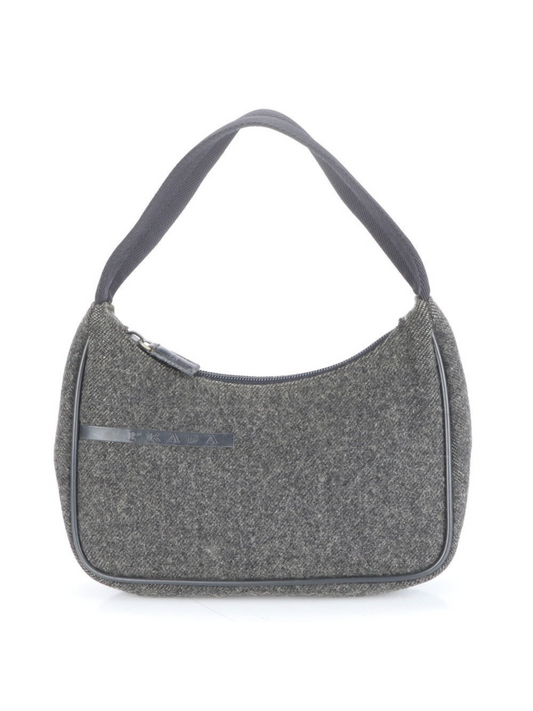 Prada Grey Wool Shoulder Bag