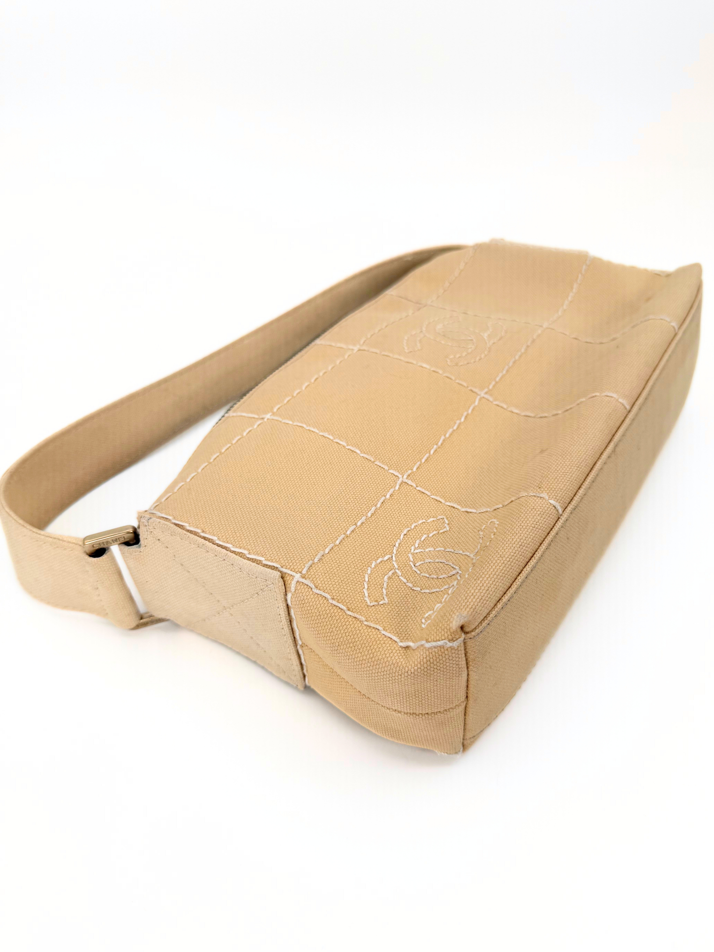 Chanel Canvas Choco Bar Shoulder Bag