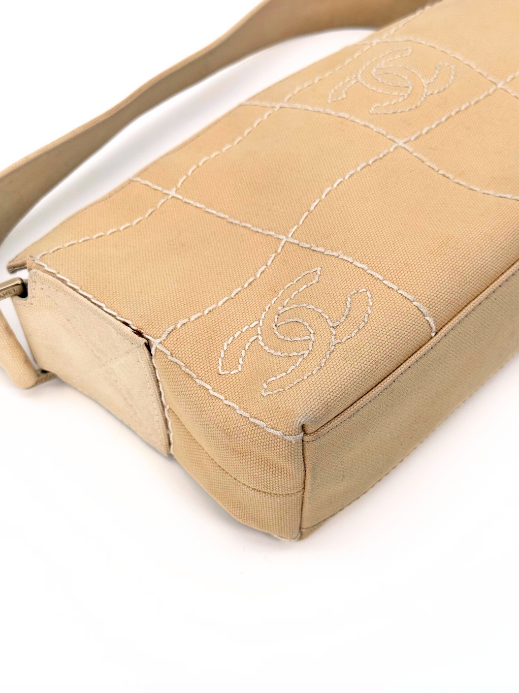 Chanel Canvas Choco Bar Shoulder Bag
